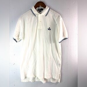 Polo by Ralph Lauren M Preppy White Knit Polo Shirt with Navy Logo